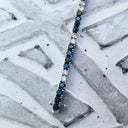 Black and Double White Accent Diamond Tennis Bracelet