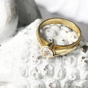 Handcrafted Solitaire Yellow Gold Diamond Side Shoulder Split Ring