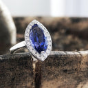 Marquise Cut Tanzanite and Diamond Halo Ring