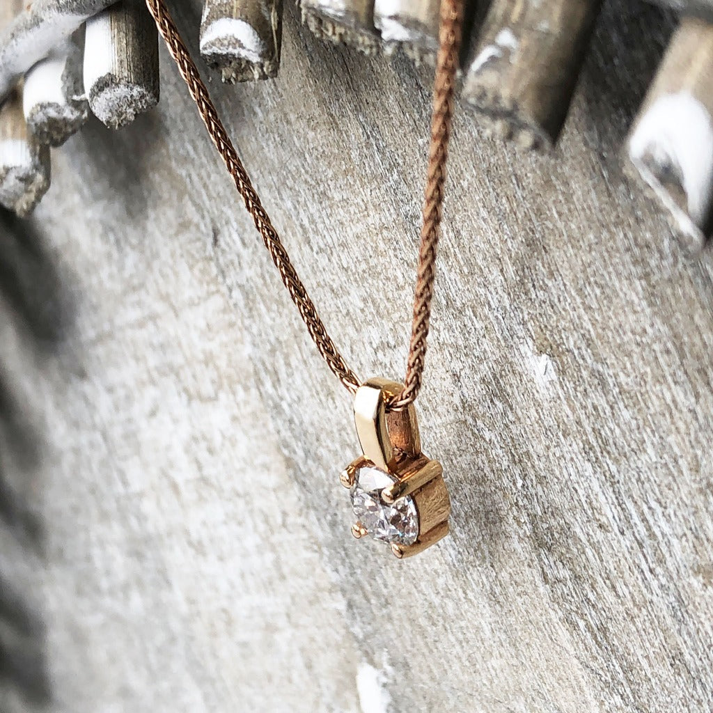 Handcrafted Delicate Diamond Rose Gold Pendant
