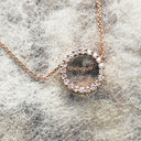 Rose Gold and White Diamond Halo Pendant