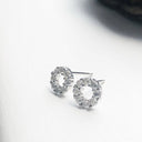 White Diamond Halo Studs