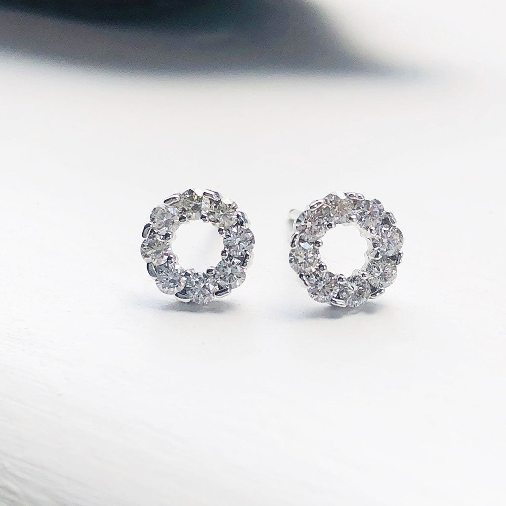 White Diamond Halo Studs
