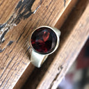 Unisex Round Cut Garnet Gold Ring