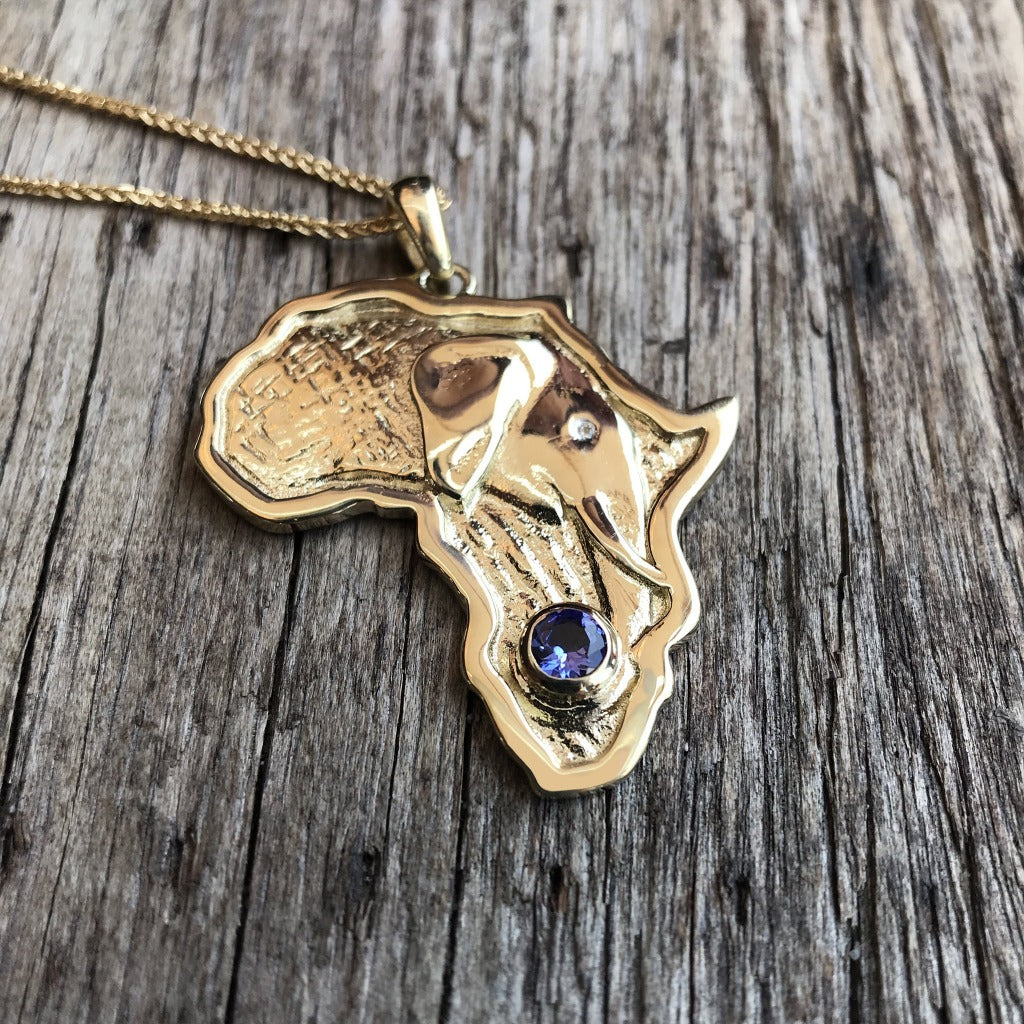 Africa Elephant Gold Pendant