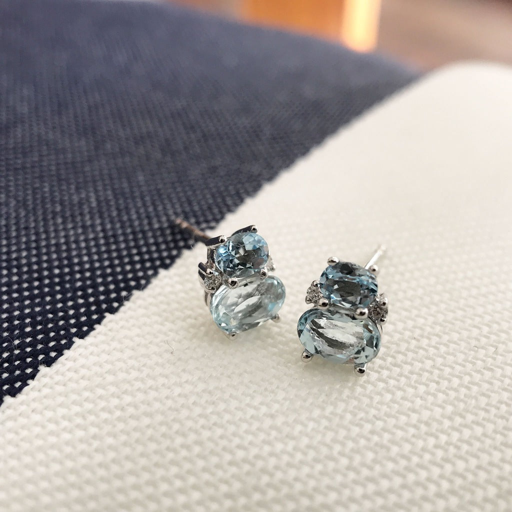Oval Aquamarine and Diamond earrings