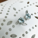 Aquamarine and White Gold Studs