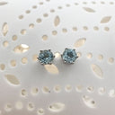 Aquamarine and White Gold Studs