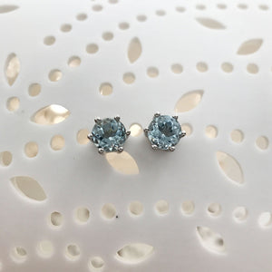 Aquamarine and White Gold Studs