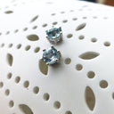Aquamarine and White Gold Studs