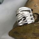 Diamond and White Gold Zebra Patterned Ring