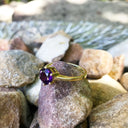 Round Cut Amethyst and Yellow Gold Six Claw Ring