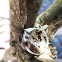 Horizontally Set Oval Cut Amethyst and White Gold Ring