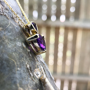 Double Trilliant Cut Amethyst pendant and Chain