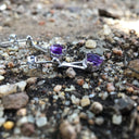 Trilliant Cut Amethyst and White Gold Drop Earrings with Diamond Accents