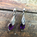 Pear Cut Amethyst and Diamond Drop Earrings