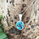 Majestic Handcrafted Blue Topaz Pendant and Chain