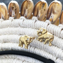Elephant Yellow Gold and Diamond Studs