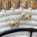 Elephant Yellow Gold and Diamond Studs