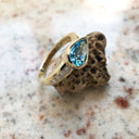 Pear Cut Topaz with Diamond Pavé Band Accent Ring