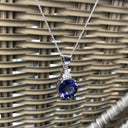Handcrafted Tanzanite with Trilogy Diamond Accent Pendant
