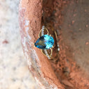 Pear Cut Topaz and Diamond Open Shoulder Ring