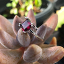 Solitaire Rhodolite Garnet Cushion Cut Ring