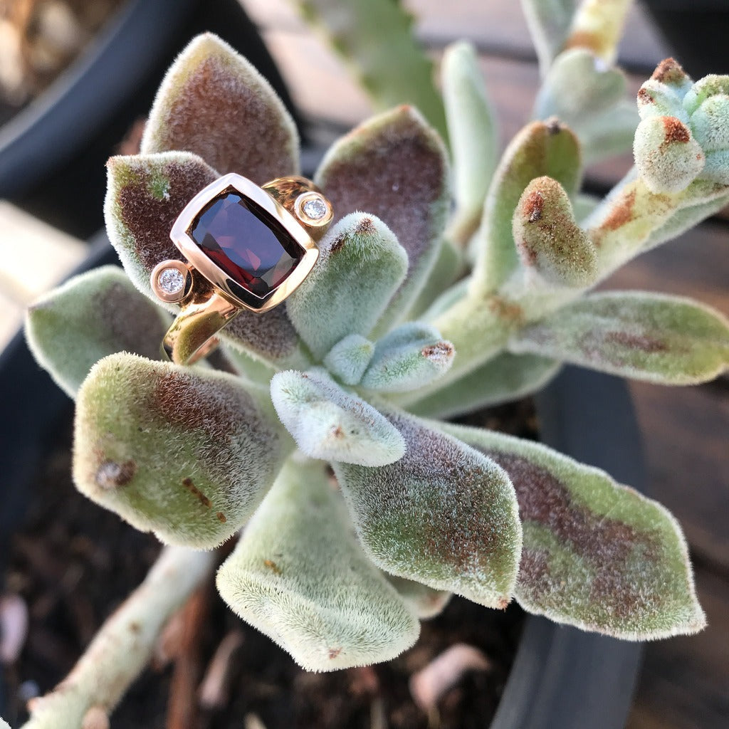 Garnet and Diamond Rose Gold ring