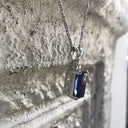 Emerald Cut Tanzanite with Trilogy Accent Diamond Pendant