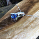 Handcrafted Tanzanite with Diamond Ribbon Pendant