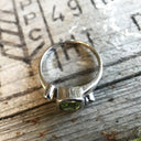 Cushion Cut Peridot Ring with Tube Set Diamond Accents