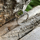 Cushion Cut Peridot Ring with Tube Set Diamond Accents