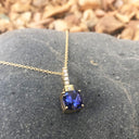 Handcrafted Cushion Cut Tanzanite Yellow Gold Pendant with Diamond Bale Detail