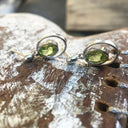 Oval Cut Peridot Circular Detail Drop Earrings