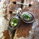 Oval Cut Peridot Circular Detail Drop Earrings