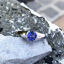 Contemporary Tanzanite Solitaire Ring in a Half Tube Setting