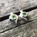 Peridot Studs With White Gold Bead and Curve Detailing