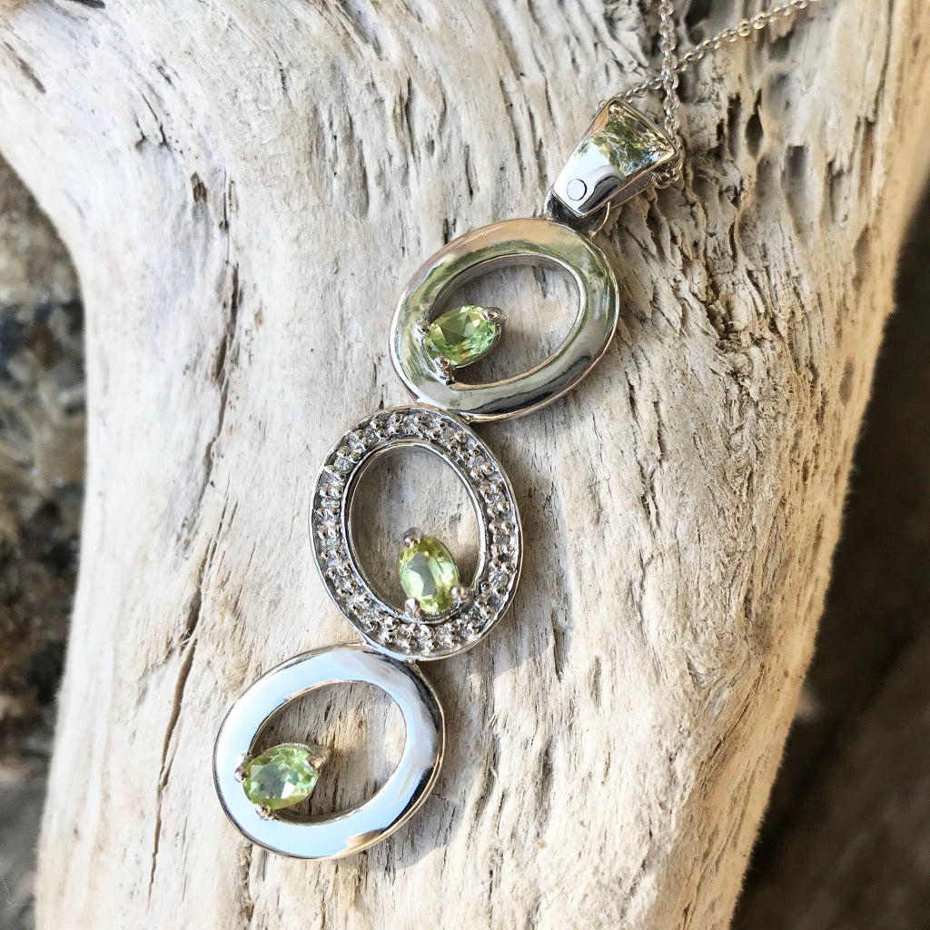 Peridot And Diamond Circle Pendant