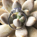 Trilliant Cut Tanzanite Ring with Trilogy Diamond Accents