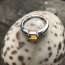 Emerald Cut Citrine Ring with Diamond Accent