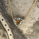 Trilliant Cut Citrine With Trilliant Diamond Halo Pendant
