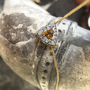 Trilliant Cut Citrine With Trilliant Diamond Halo Pendant