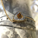 Trilliant Cut Citrine With Trilliant Diamond Halo Pendant
