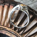 Pear Cut Citrine and Diamond White Gold Ring