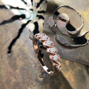 5 Diamond Rose Gold Twisted Diamond Ring
