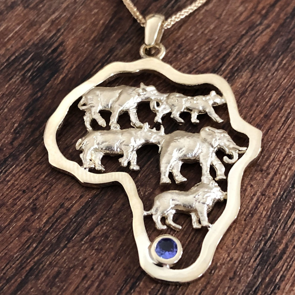 Big 5 and Tanzanite Africa Pendant Afrogem Jewellers