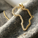 Diamond and Yellow Gold Africa Map Pendant