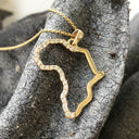 Diamond and Yellow Gold Africa Map Pendant