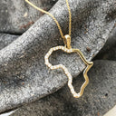 Diamond and Yellow Gold Africa Map Pendant