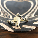 Gold Split Band Africa Map Ring with Black Diamond Embellishment